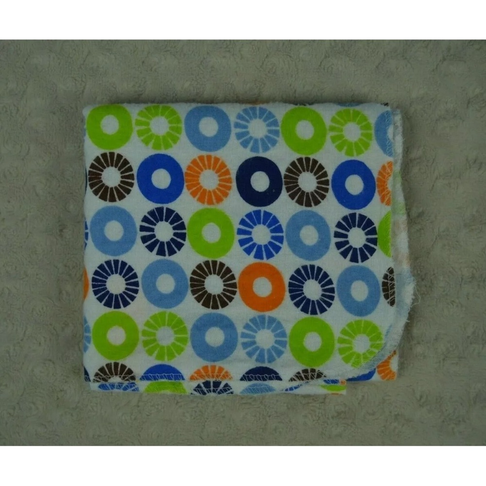 Bananafish Baby Receiving Blanket Flannel Circle Ring Dot Print White Blue Green
